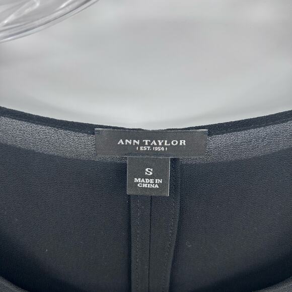 Ann Taylor Black Sweater Top Scoop Neck Layered Hem Cashmere Blend Womens S - Picture 6 of 11